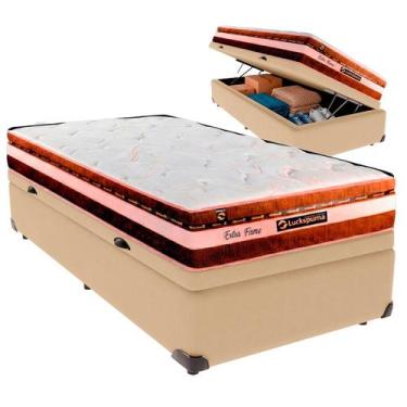 Imagem de Cama Box Baú Solteiro e Colchão Esplendor Molas Ensacadas Luckspuma Oc
