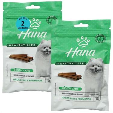 Imagem de Snack hana life dental care cães adultos raças mini e pequenas 60g kit