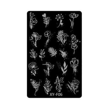 Imagem de Placa De Estampagem De Unhas Com Folhas Verdes, Borboletas, Flores E E