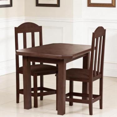 Imagem de Mesa Avulsa de Madeira Maciça 4 Lugares De Jantar Castanho - Repleta