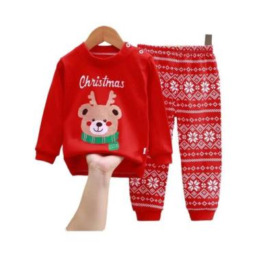 Imagem de Conjunto De Pijama Infantil Vermelho Com Estampa De Desenho Animado, C
