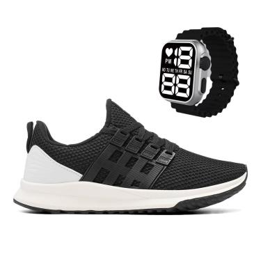 Imagem de Tênis Feminino BF Shoes para Treino Academia Caminhada Esportivo Malhar + Relógio LED Ultra-Feminino