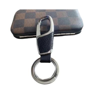 Imagem de Chaveiro De Couro Luxuoso Preto Para Homens, DIY, Criativo, Suporte Pa