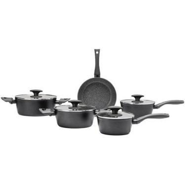 Imagem de Conjunto de Panelas 5 Peças Preto Ceramic Life Orion com Fundo de Indu
