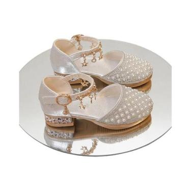 Imagem de Sapatos De Salto Alto De Couro Com Glitter E Strass Para Meninas, Idea