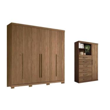 Imagem de Guarda Roupa 2 Peças (1GuardaRoupa+1Cômoda) QC370 Jatobá - Santos Andi