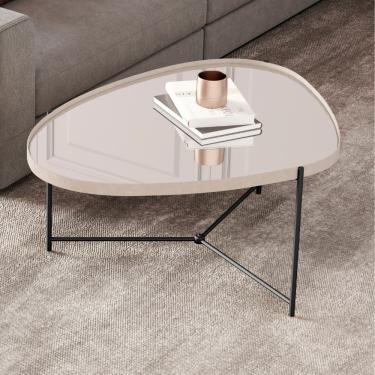 Imagem de Mesa de Centro Orgânica Espelhada Alamanda JB Móveis - Off White/Preto