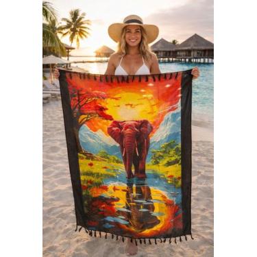 Imagem de Canga De Praia E Piscina Lindas Estampas Elefantes Grande - Deeyaa Ind