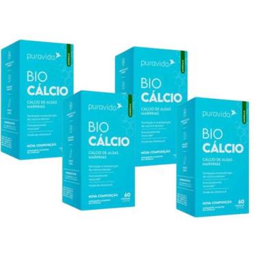 Imagem de 4x Bio Cálcio Marinho vitamina D3 K2 60caps Puravida