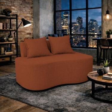 Imagem de Sofá Bellé 100cm Moderno Confortável Sala Estar Luxo Bouclé Terracota