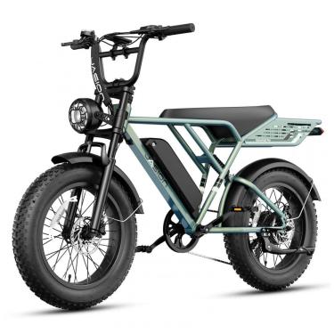 Imagem de Bicicleta elétrica Jasion RetroVolt Pro verde, pneus 20x4, motor 750W pico 3000W, bater...