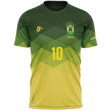Imagem de Camiseta Filtro UV Brasil Canarinho Verde Torcedor Retrô-Masculino