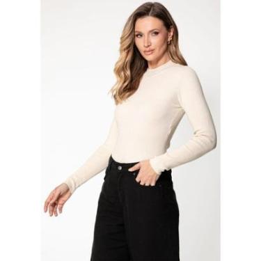 Imagem de Blusa de Tricot Manga Longa Gola Alta Creme-Feminino