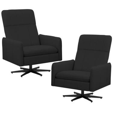 Imagem de Kit 2 Poltronas Reclináveis Giratórias Lutor L06 Couro Preto Lyam Decor