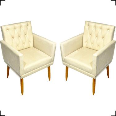 Imagem de Kit 2 Poltronas Decorativas Nina Capitonê Suede Pés Palito Clique & Decore