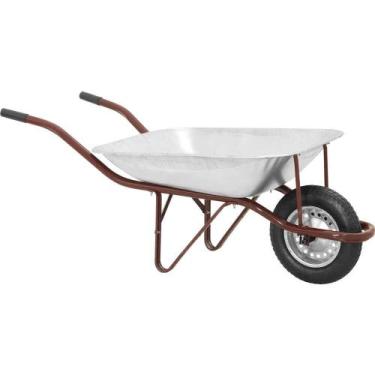 Imagem de Carrinho de mão com Pneu e Câmara, Caçamba Reta, Galvanizada, Vonder