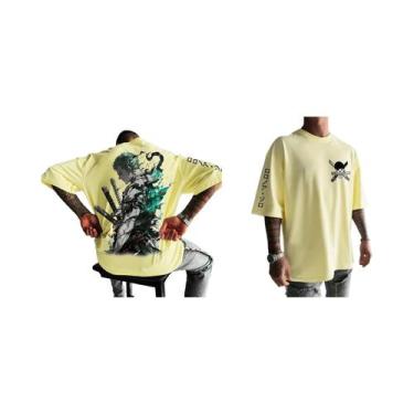 Imagem de Camiseta Masculina Oversized De Manga Curta Com Estampa Do Anime Zoro,