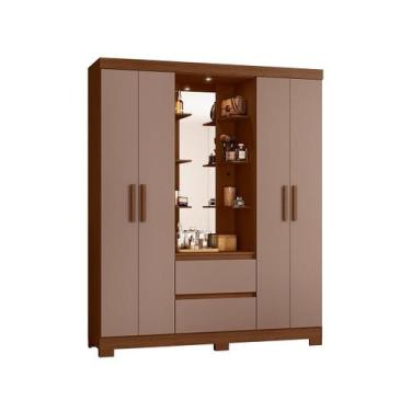 Imagem de Guarda Roupa Olimpia 163cm 4 Portas Espelho LED 2 Gavetas - Albatroz, 