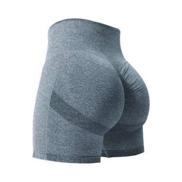 Imagem de Shorts De Ginástica Femininos De Cintura Alta Com Efeito Tie Dye E Lev