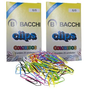 Imagem de CLIPS Nº 8/0 COLORIDO AÇO BACCHI CORES SORTIDAS 50 UNIDADES