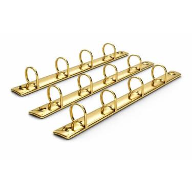 Imagem de Kit 15 Garras para Fichário A4 Dourada com 4 Argolas Tipo D Encadernaç