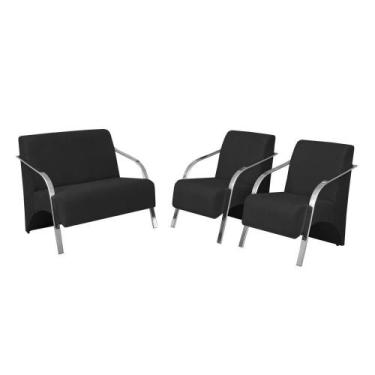 Imagem de Conjunto Poltronas Vênus Braço Alumínio. Preto - D SALLA