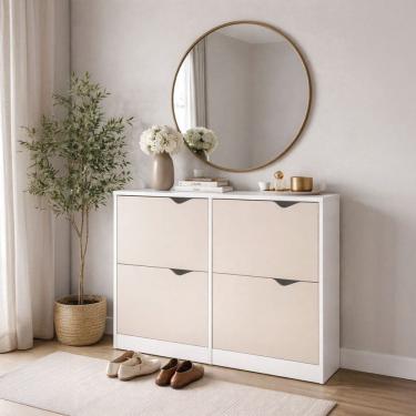 Imagem de Sapateira Porto 4 Portas Creme/Branco - Politorno