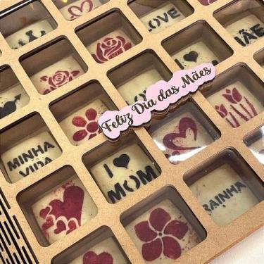 Imagem de Caixa de MDF com 25 Repartições para Chocolates - Feliz Dia das Mães -