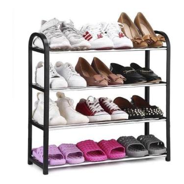 Imagem de Sapateira Organizador De Sapatos 4 Prateleiras Até 12 Pares Preto - AQ