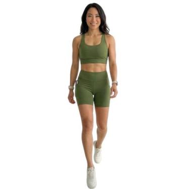 Imagem de Conjunto Fitness Verde Short com Bolso Lateral  Estilo Versátil com Có