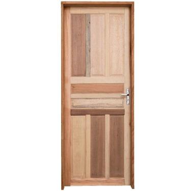 Imagem de Kit Porta de Madeira Mista Grantok M09 Externa, Abertura à Esquerda 213x96 cm
