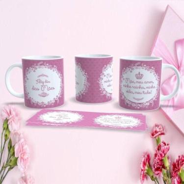 Imagem de Caneca de Porcelana 325ML Mães Estampa 35 Decorada Dia das Mães Branco