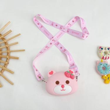 Imagem de Bolsa de Moeda Infantil Coelho Pop It para Aliviar Estresse em Silicone Macio Rosa OEM