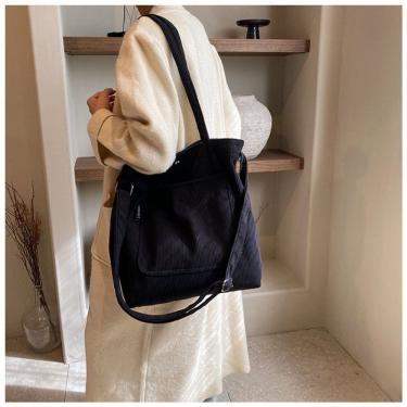 Imagem de Bolsa de Ombro OEM 8888 em Veludo 36cm X 38cm X 8cm Preto Grande Capacidade para Uso Di...