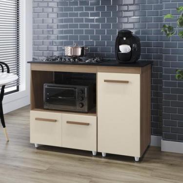 Imagem de Balcão Cooktop Maya 115cm 3 Portas Para Cozinha Nicho Microondas - Mob