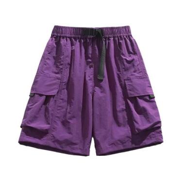 Imagem de Shorts Cargo Casuais De Verão Para Mulheres Com Cinto E Grandes Bolsos