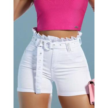 Imagem de Short Clochard Branco Casual com Cinto PitBull Jeans 87829 COR:BRANCOT