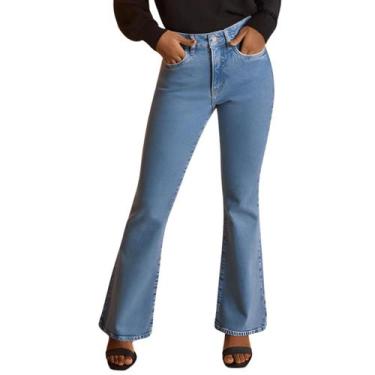 Imagem de Calça Jeans Feminina Flare Para Pequenas Lunender, Jeans claro, 46