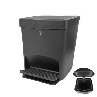 Imagem de Lixeira 15 Litros Grande Com Tampa Pedal Plástica Cozinha Preto - Gamb