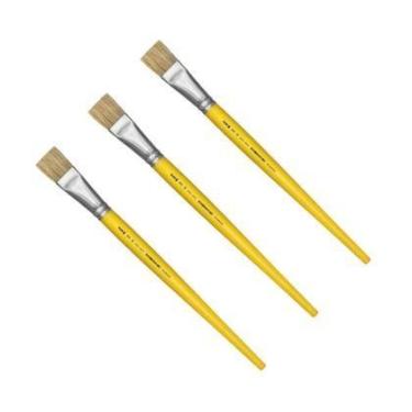 Imagem de Kit 3 Pincel Artístico Chato Pelo Suíno Br 24 Atlas