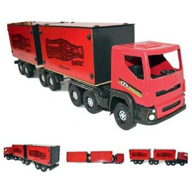 Imagem de Caminhao bi trem bau medio roda livre colors 15,5x65cm - CALIFORNIA