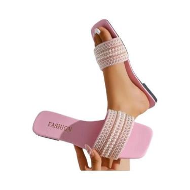 Imagem de Sandálias Femininas Com Pedrarias E Strass, Sola Plana, Moda Verão 202