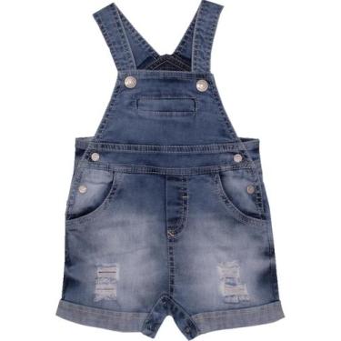 Imagem de Macacão Curto Bebê Jeans Sonho Magico, P, Jeans