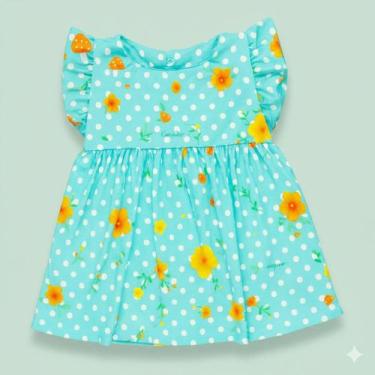 Imagem de Vestido para Bebê de Verão Estampado Confortável e Leve Tamanho:0-3mCo