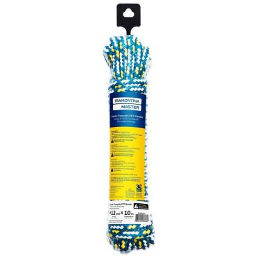 Imagem de Corda Trançada Pet Meada 12 mm X 10 m para Amarrações Gerais Carga 770 e 4 Kgf Azul Branca Tramontina