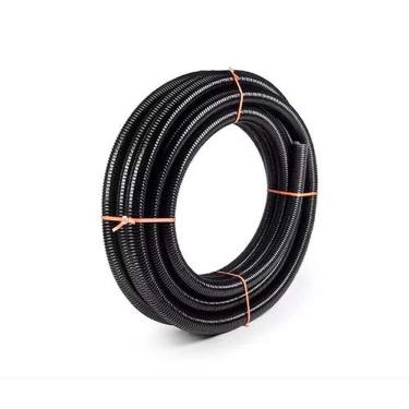 Imagem de Tubo Espiral PVC Conduíte 1-2" 50M para Passagem de Fios e Cabos Elétricos Parede Interna Lisa Preta Preto Mangueplast
