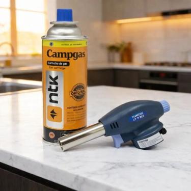 Imagem de Maçarico Culinário Cozinha Regulagem Portátil + 1 Gás Refil - Decofer