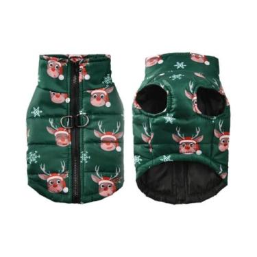 Imagem de Casaco Impermeável Com Estampa De Rena De Natal Para Cães Pequenos E M