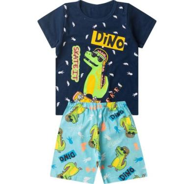 Imagem de Pijama Infantil Masculino Brilha No Escuro Kappes Azul, 4, Azul