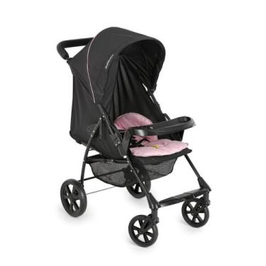 Imagem de Carrinho De Bebê Galzerano Romano Preto Rosa Até 22Kg Com Bandeja E Ca